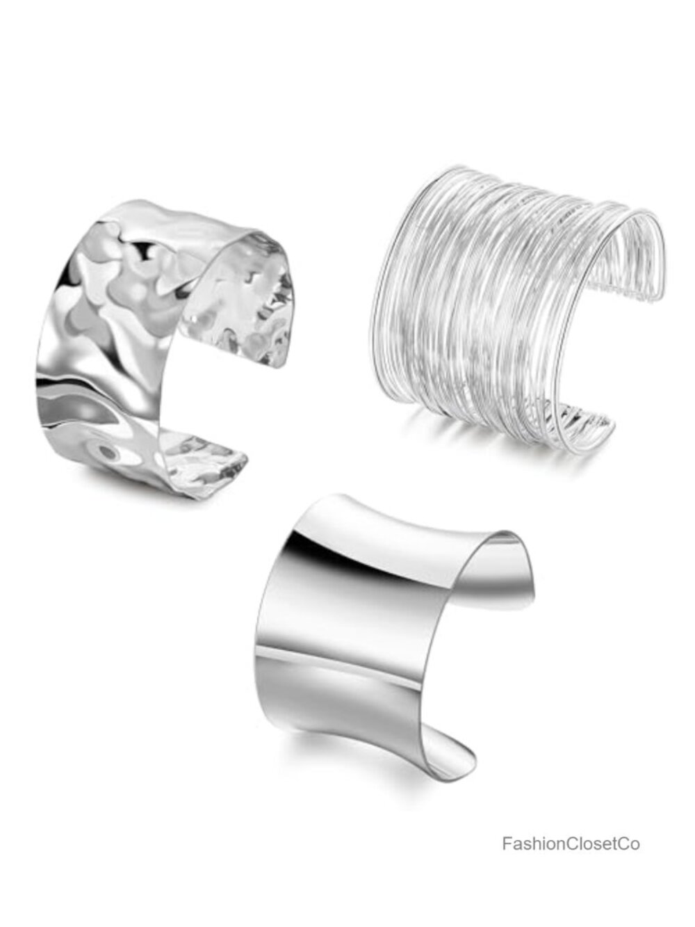 3PCS Chunky Cuff Bracelets Set Irregular Minimalist Bangle Adjustable Open Wire